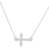 10kt White Gold Womens Round Diamond Cross Religious Pendant Necklace 1/4 Cttw