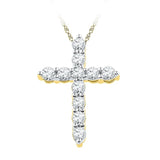 10kt Yellow Gold Womens Round Diamond Cross Religious Pendant 1/3 Cttw
