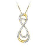 10kt Yellow Gold Womens Round Diamond Vertical Double Infinity Pendant 1/5 Cttw