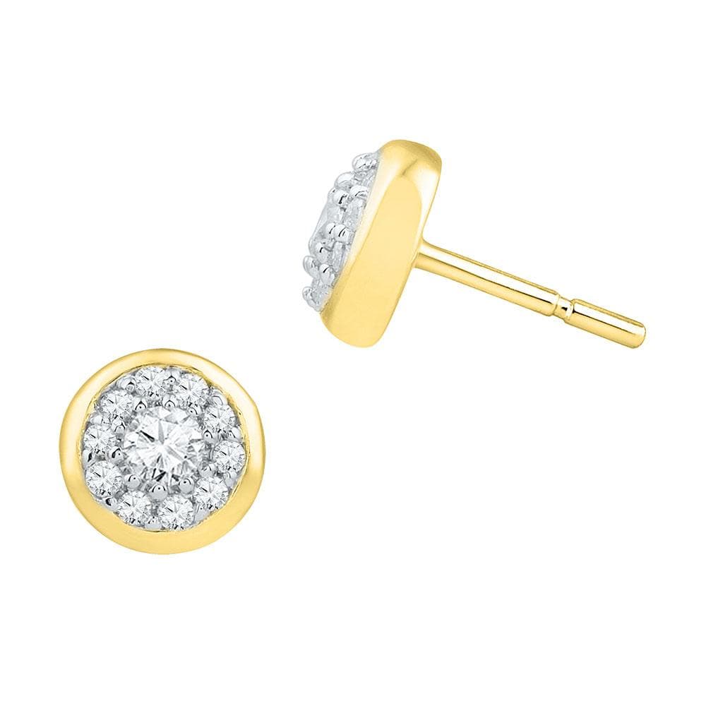 10kt Yellow Gold Womens Round Diamond Cluster Earrings 3/8 Cttw