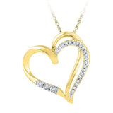 10kt Yellow Gold Womens Round Diamond Open-center Heart Love Pendant 1/10 Cttw