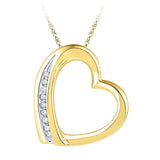 10kt Yellow Gold Womens Round Diamond Heart Pendant .03 Cttw