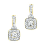 10kt Yellow Gold Womens Round Diamond Dangle Earrings 3/8 Cttw