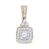 10kt Yellow Gold Womens Round Diamond Solitaire Square Frame Pendant 1/2 Cttw
