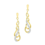 10kt Yellow Gold Womens Round Diamond Teardrop Dangle Screwback Earrings 1/6 Cttw