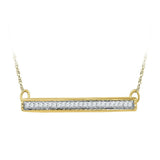 10kt Yellow Gold Womens Round Diamond Horizontal Bar Pendant Necklace 1/10 Cttw