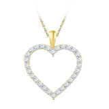 10kt Yellow Gold Womens Round Diamond Heart Outline Pendant 1/4 Cttw
