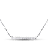 10kt White Gold Womens Round Diamond Horizontal Bar Pendant Necklace 1/10 Cttw
