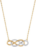 10kt Yellow Gold Womens Round Diamond Double Linked Infinity Necklace 1/6 Cttw