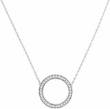 10kt White Gold Womens Round Diamond Circle Pendant Necklace 1/2 Cttw