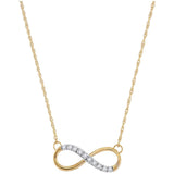 10kt Yellow Gold Womens Round Diamond Infinity Pendant Necklace 1/10 Cttw