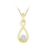 10kt Yellow Gold Womens Round Diamond Infinity Cluster Pendant 1/8 Cttw