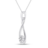 10kt White Gold Womens Round Diamond Infinity Cluster Pendant 1/8 Cttw