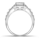 10kt White Gold Womens Diamond Square Cluster Bridal Wedding Engagement Ring Band Set 1/2 Cttw
