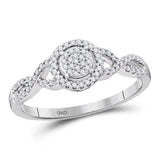 Special Order Size 10 - 10kt White Gold Womens Round Diamond Cluster Twist Bridal Wedding Engagement Ring 1/5 Cttw