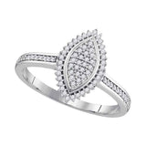 10kt White Gold Womens Round Diamond Oval Cluster Bridal Wedding Engagement Ring 1/5 Cttw