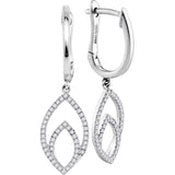 10kt White Gold Womens Round Diamond Double Nested Oval Dangle Earrings 1/4 Cttw