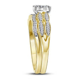 10kt Yellow Gold Round Diamond Cluster Bridal Wedding Ring Band Set 1/4 Cttw