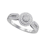 10kt White Gold Round Diamond Circle Cluster Bridal Wedding Engagement Ring 1/5 Cttw