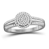 10kt White Gold Round Diamond Circle Cluster Bridal Wedding Engagement Ring 1/4 Cttw