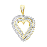 10kt Yellow Gold Womens Round Diamond Heart Love Pendant 7/8 Cttw