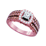 14kt Rose Gold Womens Princess Diamond Solitaire Bridal Wedding Engagement Ring 1-1/2 Cttw