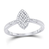 10kt White Gold Womens Round Diamond Oval Cluster Ring 1/8 Cttw