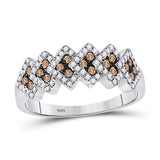 10kt White Gold Womens Round Brown Diamond Band Ring 1/2 Cttw