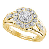 10kt Yellow Gold Diamond Round Bridal Wedding Ring Band Set 1/3 Cttw