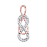 10kt White Gold Womens Round Diamond Double Linked Rose-tone Infinity Pendant 1/10 Cttw