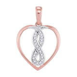 10kt Two-tone Gold Womens Round Diamond Heart Infinity Pendant 1/12 Cttw