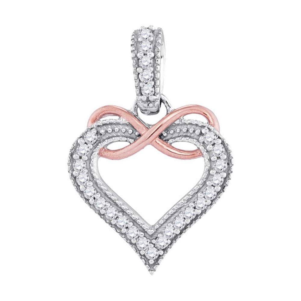 10kt Two-tone Gold Womens Round Diamond Heart Infinity Pendant 1/10 Cttw