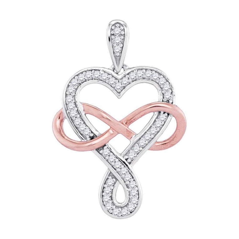 10kt Two-tone Gold Womens Round Diamond Heart Infinity Pendant 1/8 Cttw