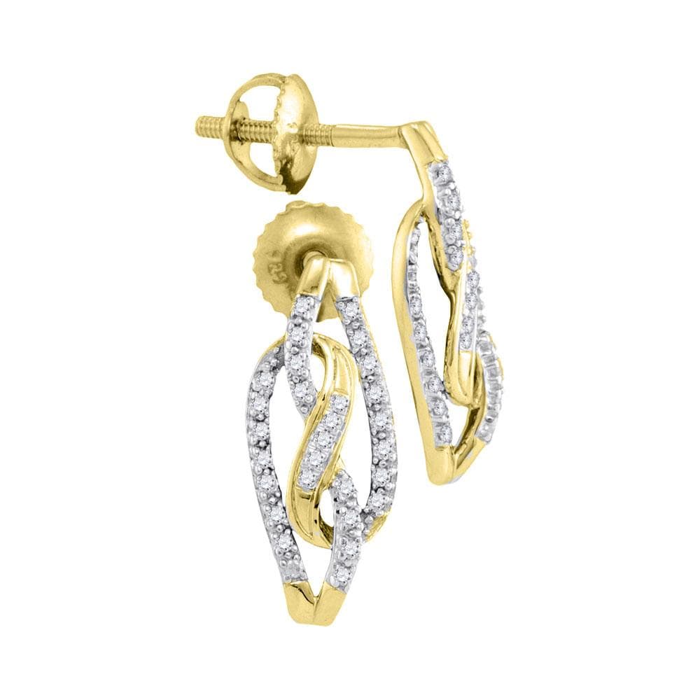 10kt Yellow Gold Womens Round Diamond Infinity Screwback Stud Earrings 1/6 Cttw