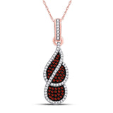 10kt Rose Gold Womens Round Red Color Enhanced Diamond Fashion Pendant 1/3 Cttw