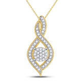 10kt Yellow Gold Womens Round Diamond Nested Cluster Pendant 1/6 Cttw