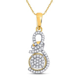10kt Yellow Gold Womens Round Diamond Curl Cluster Pendant 1/6 Cttw