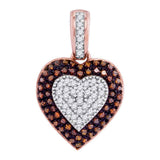 10kt Rose Gold Womens Round Red Color Enhanced Diamond Heart Pendant 1/4 Cttw