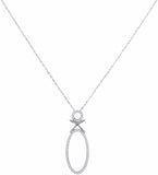 10kt White Gold Womens Round Diamond Vertical Oval Pendant Necklace 1/6 Cttw