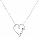 10kt White Gold Womens Round Diamond Heart Love Pendant Necklace 1/12 Cttw