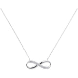 10kt White Gold Womens Round Diamond Infinity Pendant Necklace 1/8 Cttw