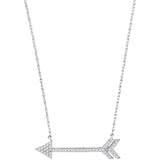 10kt White Gold Womens Round Diamond Arrow Fashion Necklace 1/8 Cttw