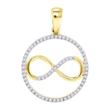 10kt Yellow Gold Womens Round Diamond Infinity Circle Pendant 1/4 Cttw