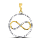 10kt Yellow Gold Womens Round Diamond Circle Infinity Pendant 1/3 Cttw