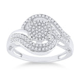 Sterling Silver Womens Round Diamond Cluster Ring 1/2 Cttw