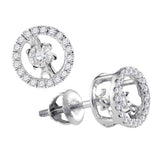 10kt White Gold Womens Round Diamond Moving Twinkle Solitaire Stud Earrings 1/5 Cttw