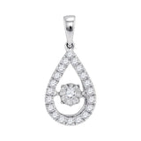 10kt White Gold Womens Round Diamond Solitaire Twinkle Moving Pendant 1/3 Cttw