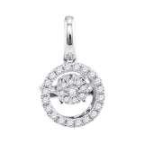 10kt White Gold Womens Round Diamond Moving Twinkle Solitaire Pendant 1/8 Cttw
