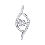 10kt White Gold Womens Round Diamond Moving Twinkle Cluster Pendant 1/6 Cttw