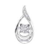10kt White Gold Womens Round Diamond Moving Twinkle Solitaire Teardrop Pendant 1/20 Cttw